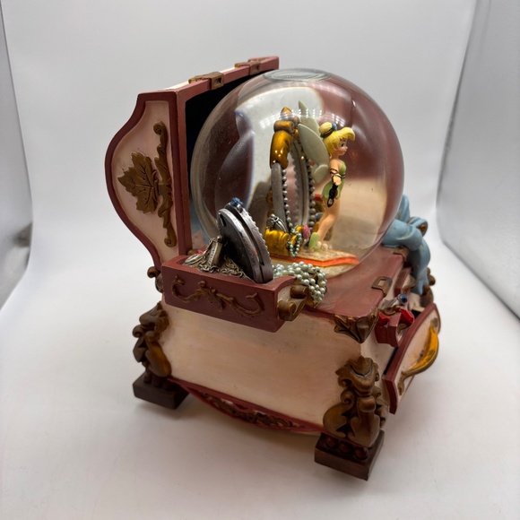 Disney Tinker Bell Treasure Jewelry Box Musical Water Snow Globe You Can Fly - Picture 2 of 13